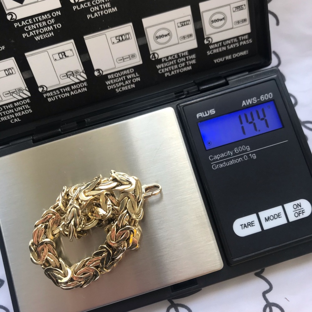 14k Solid Yellow Gold Solid Chunky Byzantine Brac… - image 6